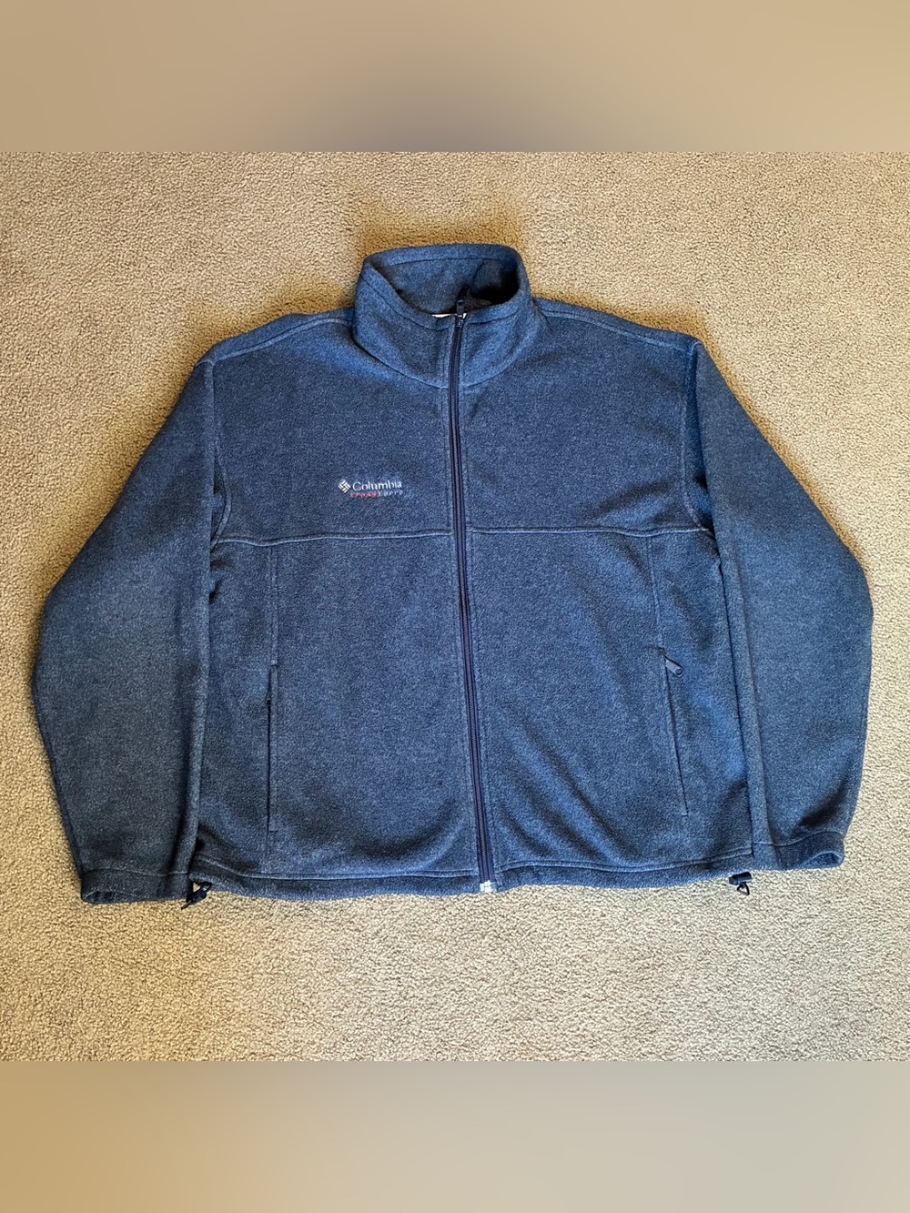 Columbia Mens Size XL Full-Zip Fleece Jacket Navy Athletic Sweatshirt Pockets